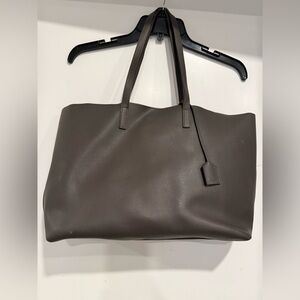 SAINT LAURENT PARIS East Weat Leather Shopping Tote Bag in Gray